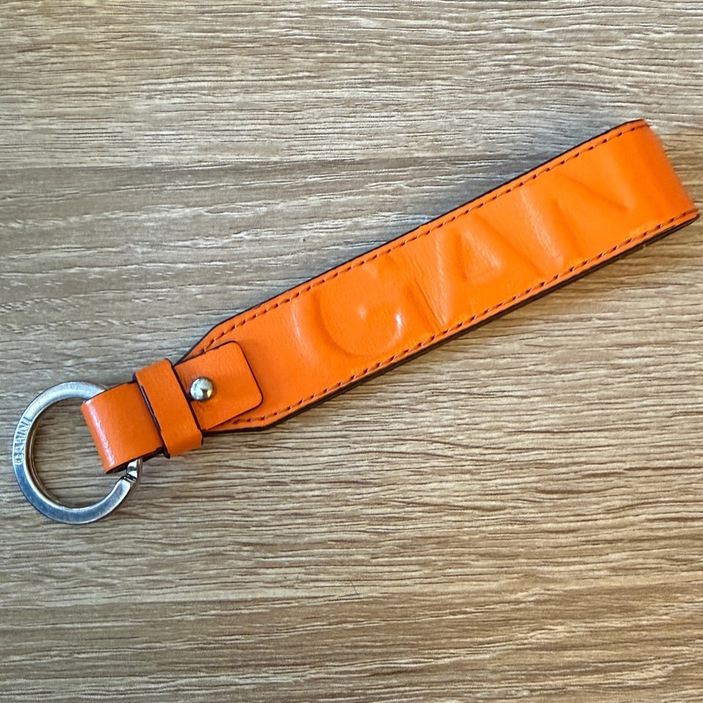 Ganni Orange Leather Keychain